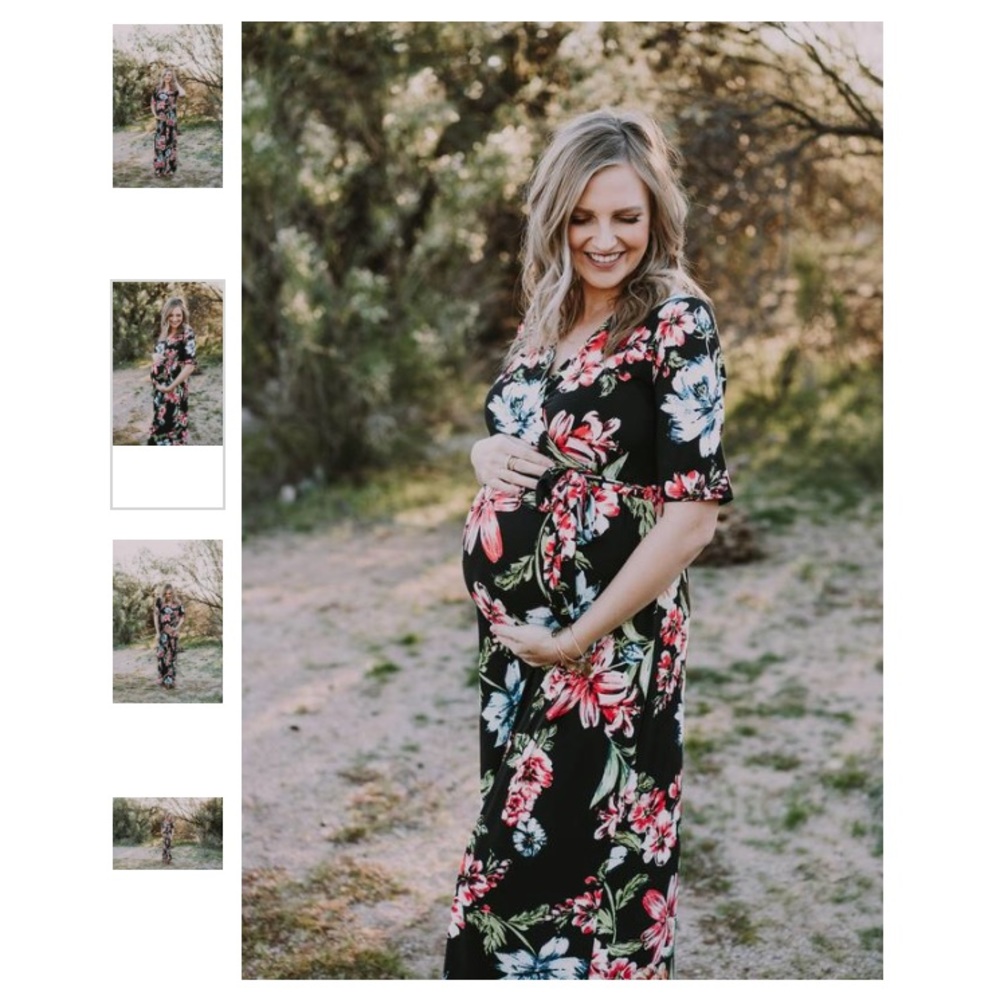 Maternity/Nursing friendly floral maxi wrap dress